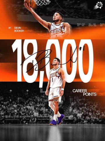 开云官网-历史第三年轻分卫！布克达成18000分里程碑 仅次于科&amp;amp;乔